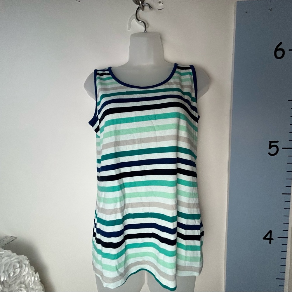 Lands' End Blue White Striped‎ Tank Top Women's Medium